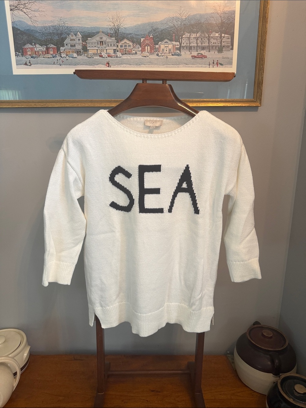 LOFT White Crewneck Sweater